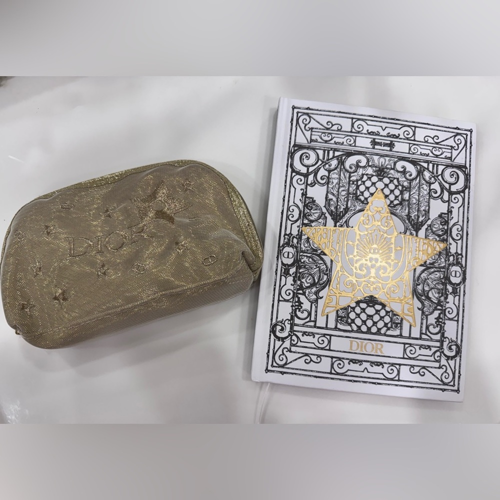 Dior star notebook & Dior gold star pouch.